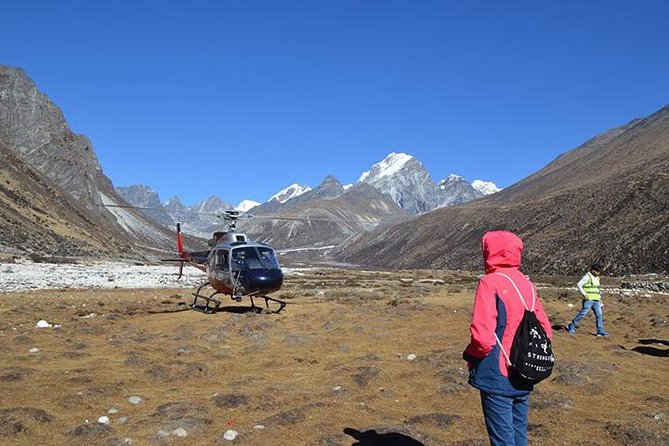Everest Base Camp Helicopter Tour landing at Hotel Everest View - First flight segment: Kathmandu to the Base Camp viewpoint zone