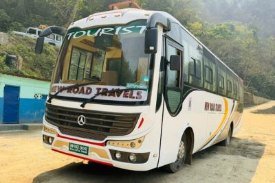 Kathmandu to Pokhara Premium sofa bus ticket - Getting on in Kathmandu: Shorakhutte near Thamel